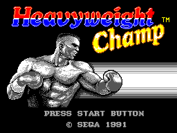 Heavyweight Champ title screen for Sega Master System
